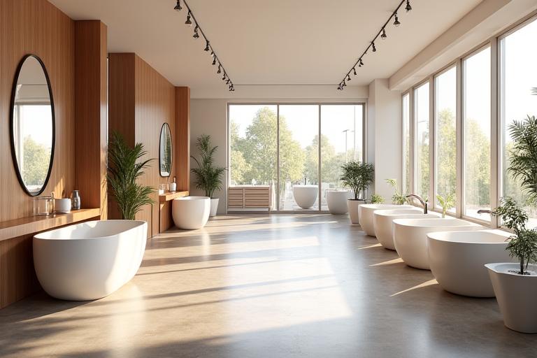 The bright and welcoming interior of the Aqueous Bathhouse showroom.